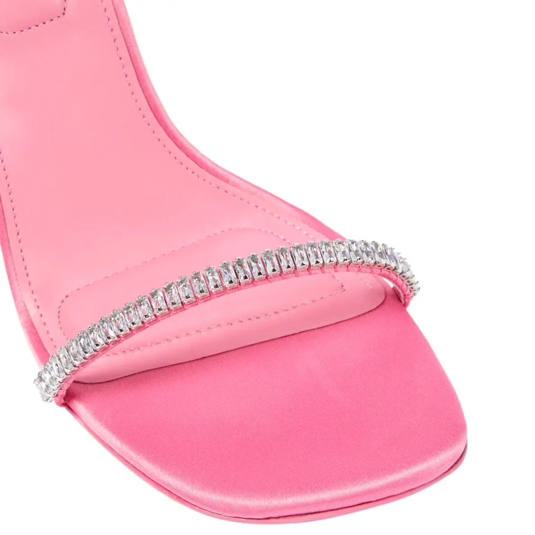 Shining Shoes Pink Satin Diamond Straps Women Party Sandals