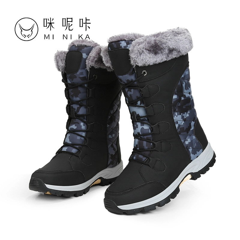 2021women Snow Boots Fur Ankle Boot Female Bowtie Warmer Plush Suede Rubber Flat Slip on Fashion Platform Winter Boots Women