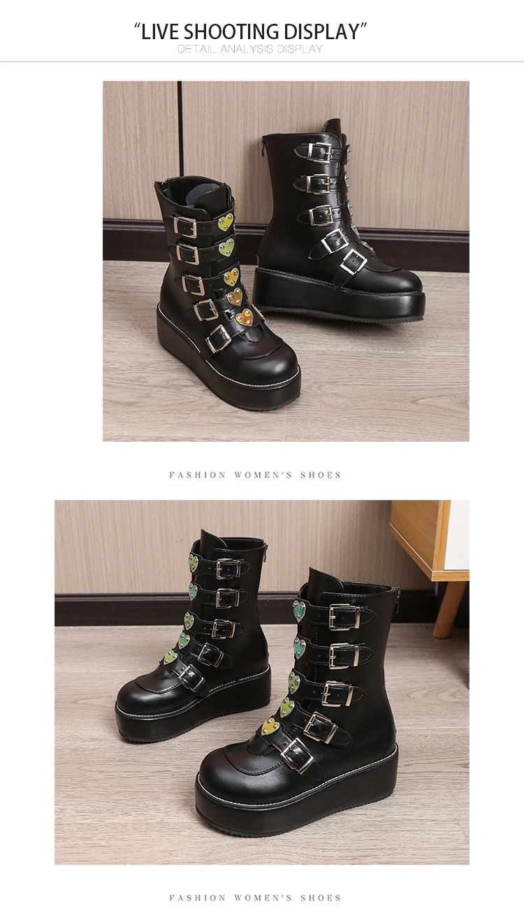 Custom Black Color Gothic Platform Shoes Boots for Goth Women