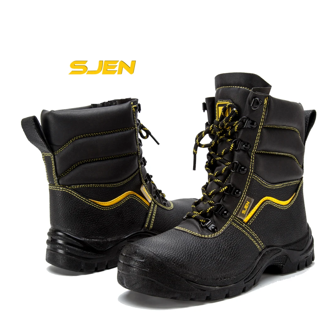 High Ankle Embossed Leather PU Injection Safety Shoes Construction Site Anti-Smash and Puncture-Proof Safety Boots