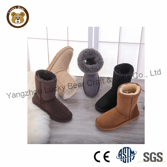 New Fashionable Winter Warm Comfy Cute Bow Ladies Ankle Real Sheepskin Fur Snow Boots