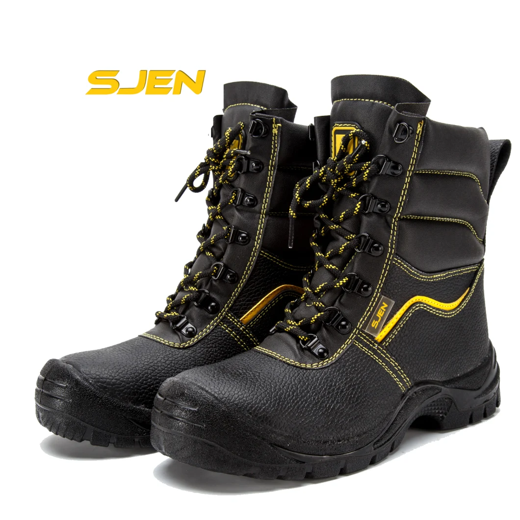 High Ankle Embossed Leather PU Injection Safety Shoes Construction Site Anti-Smash and Puncture-Proof Safety Boots