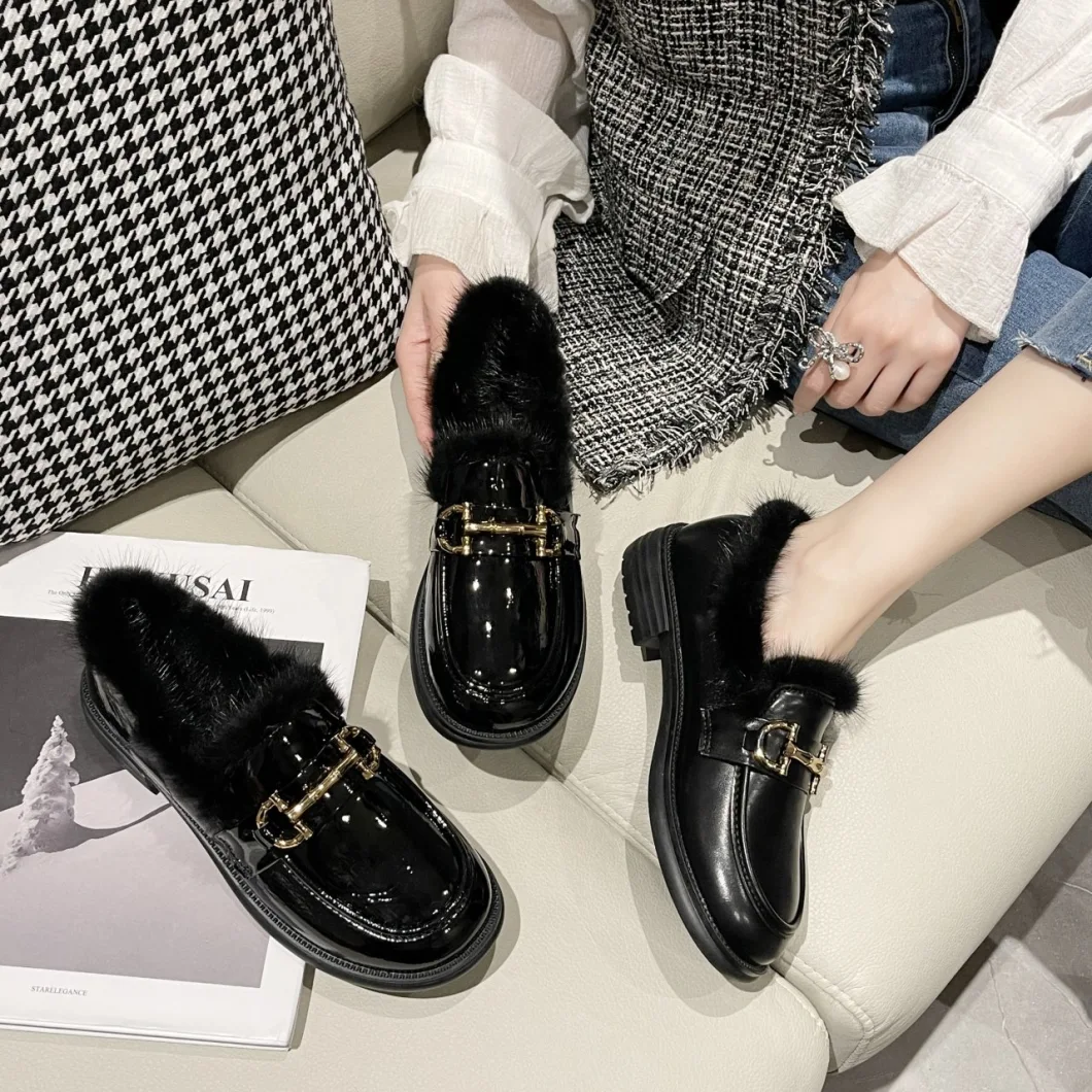 Zonxan Wholesale Autumn and Winter New Style Korean Square Shoes Flat-Heel Plus Wool Martin Brand Women&prime;s Boots