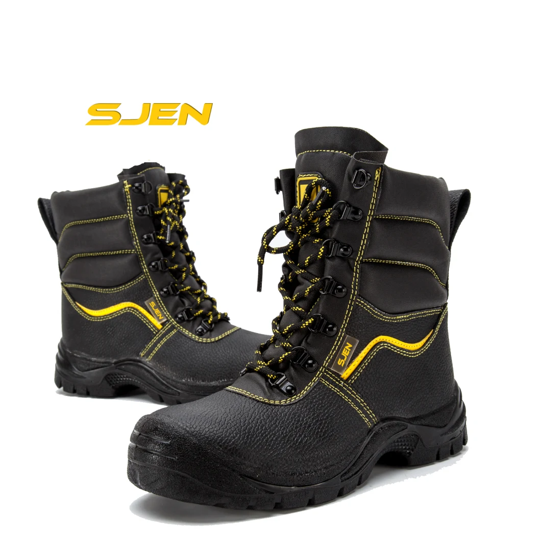 High Ankle Embossed Leather PU Injection Safety Shoes Construction Site Anti-Smash and Puncture-Proof Safety Boots