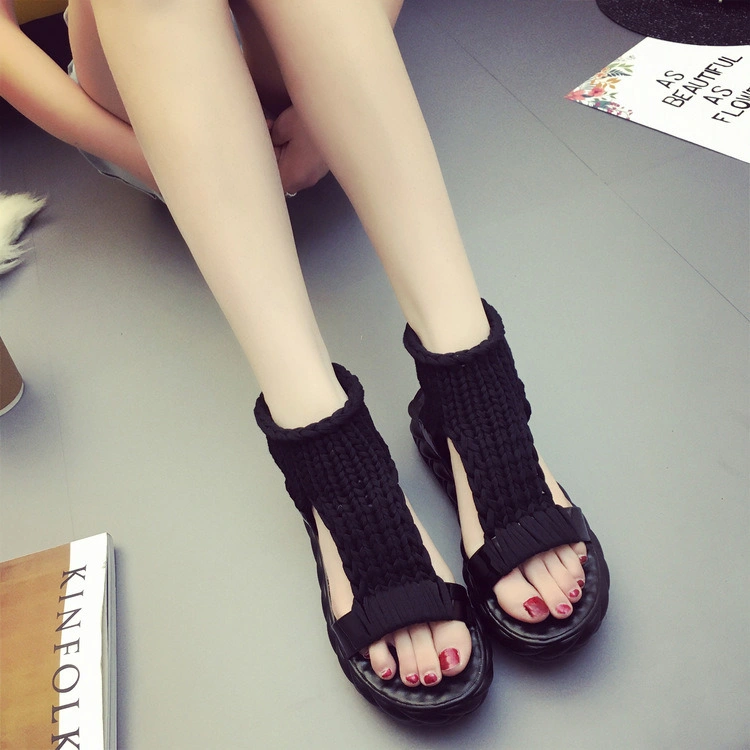 Women&prime; S Strappy Crisscross Cutout Ankle Strap Buckle Kitten Low Wedge Heel Sandals - Comfortable Esg10587