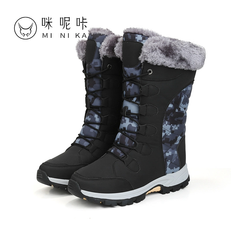 2021women Snow Boots Fur Ankle Boot Female Bowtie Warmer Plush Suede Rubber Flat Slip on Fashion Platform Winter Boots Women