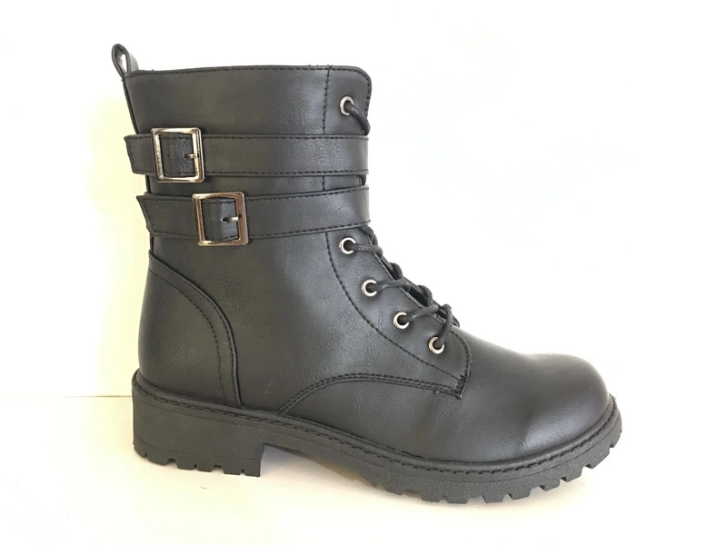 Fashion PU Upper Shoelace Style Injection Outsole Ladies Casual Boots