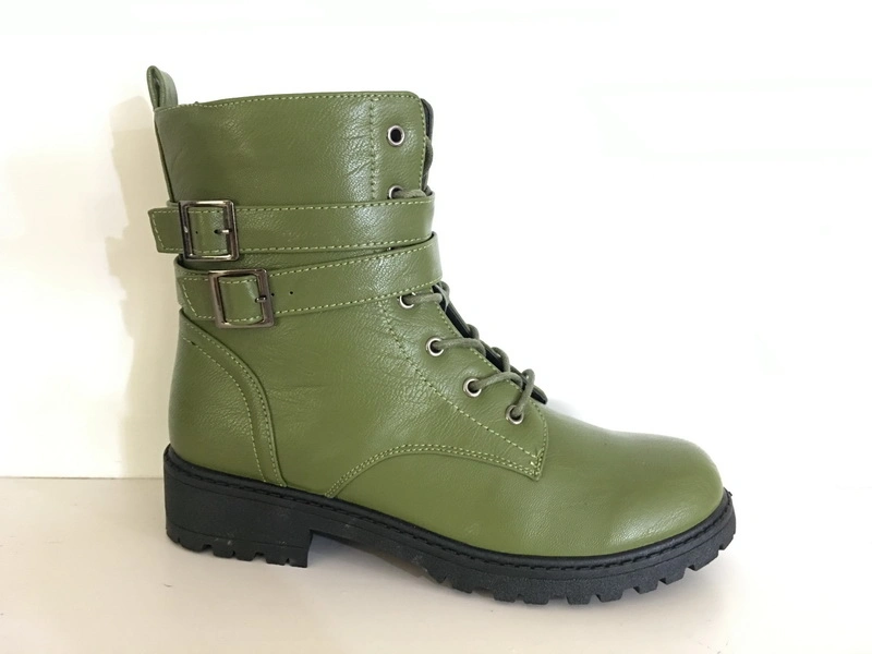 Fashion PU Upper Shoelace Style Injection Outsole Ladies Casual Boots