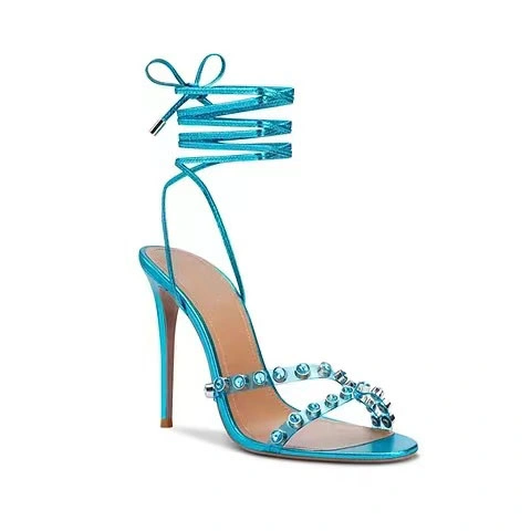 Summer Party Sandals High Quality Peep Toe Lace up Diamond Sandals