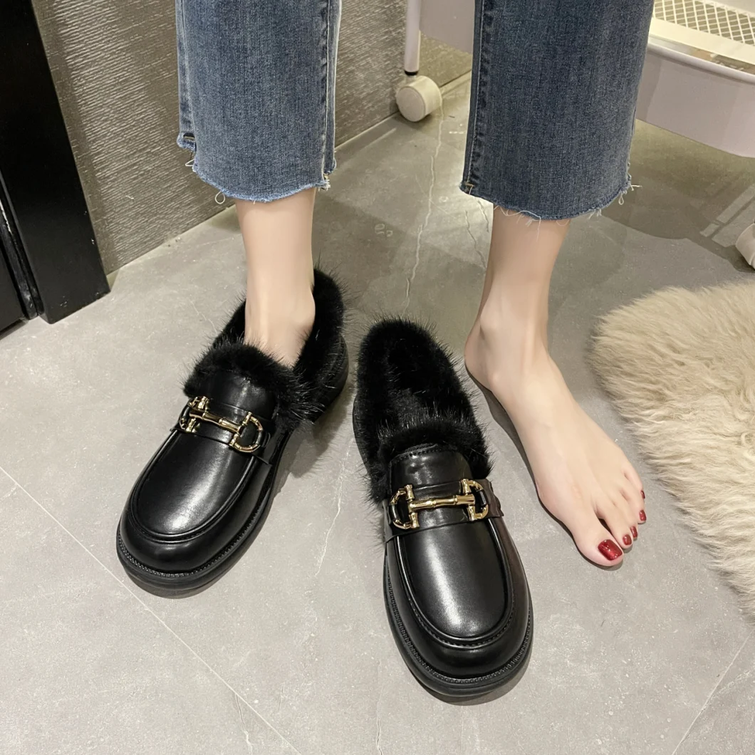 Zonxan Wholesale Autumn and Winter New Style Korean Square Shoes Flat-Heel Plus Wool Martin Brand Women&prime;s Boots