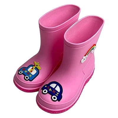 Wholesale Children Light PVC Raw Material for Boots Kids Rain Injection Half Boots Yellow with Cute Design