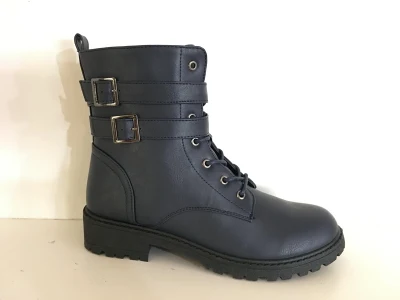 Fashion PU Upper Shoelace Style Injection Outsole Ladies Casual Boots